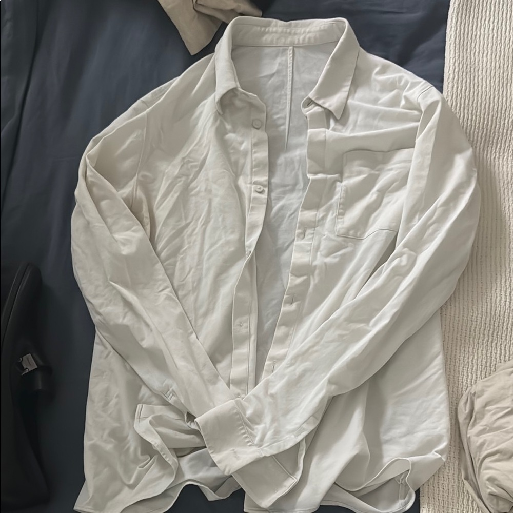 Lululemon Athletica White Casual Button Down Shirt